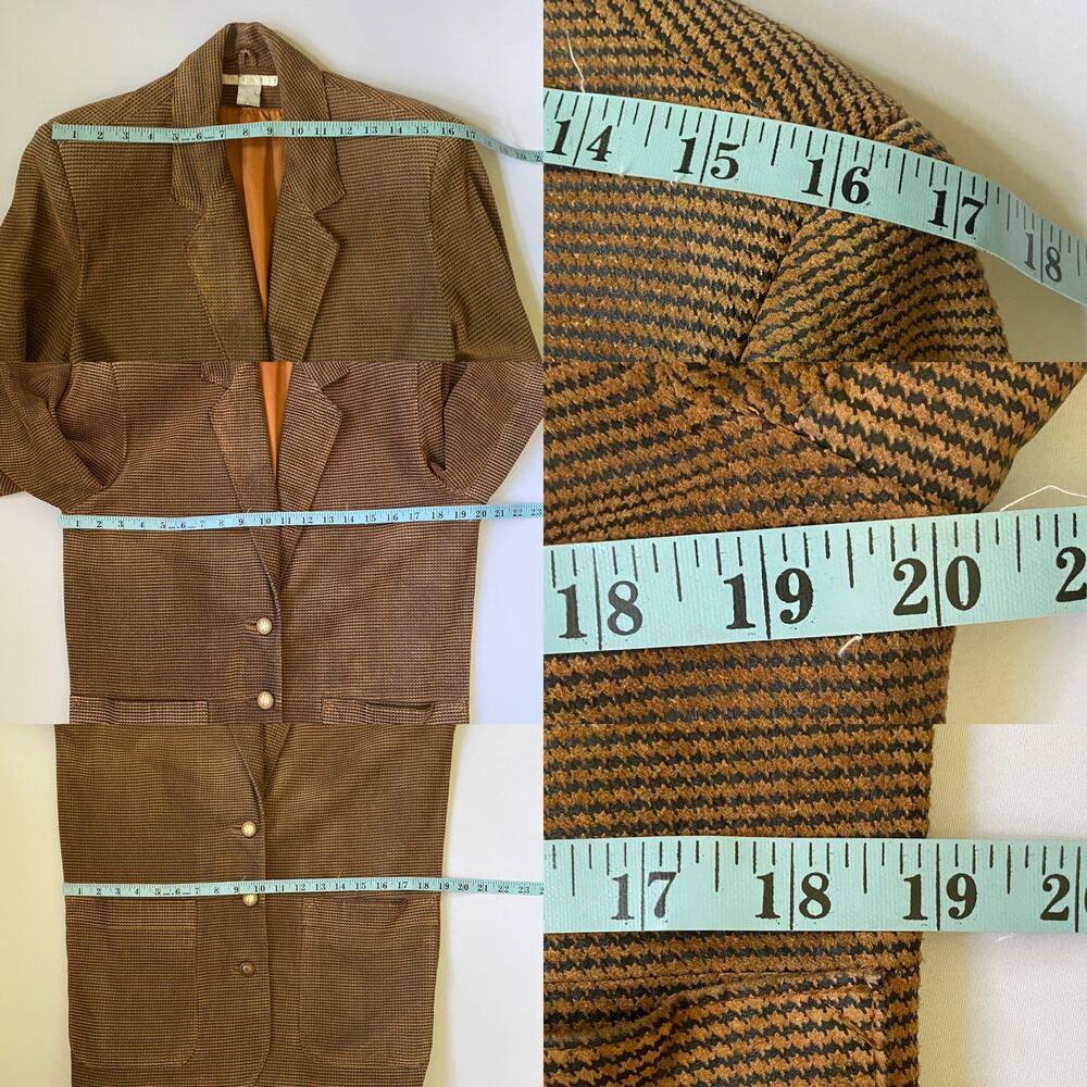 The Limited Leather Blazer Small Vintage Brown Houndstooth Boxy Oversized Career - Picture 8 of 17